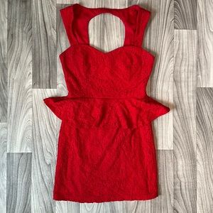 Windsor Red Lace Peplum Dress